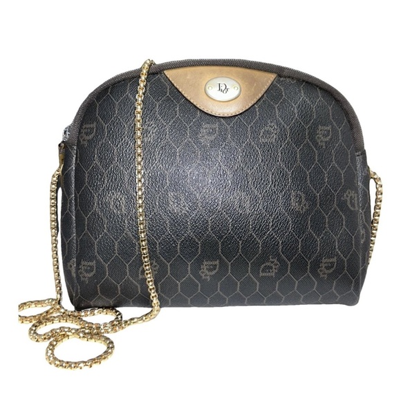 Christian Dior Brown Honeycomb Vintage Shoulder bag with chain strap - Picture 1 of 6
